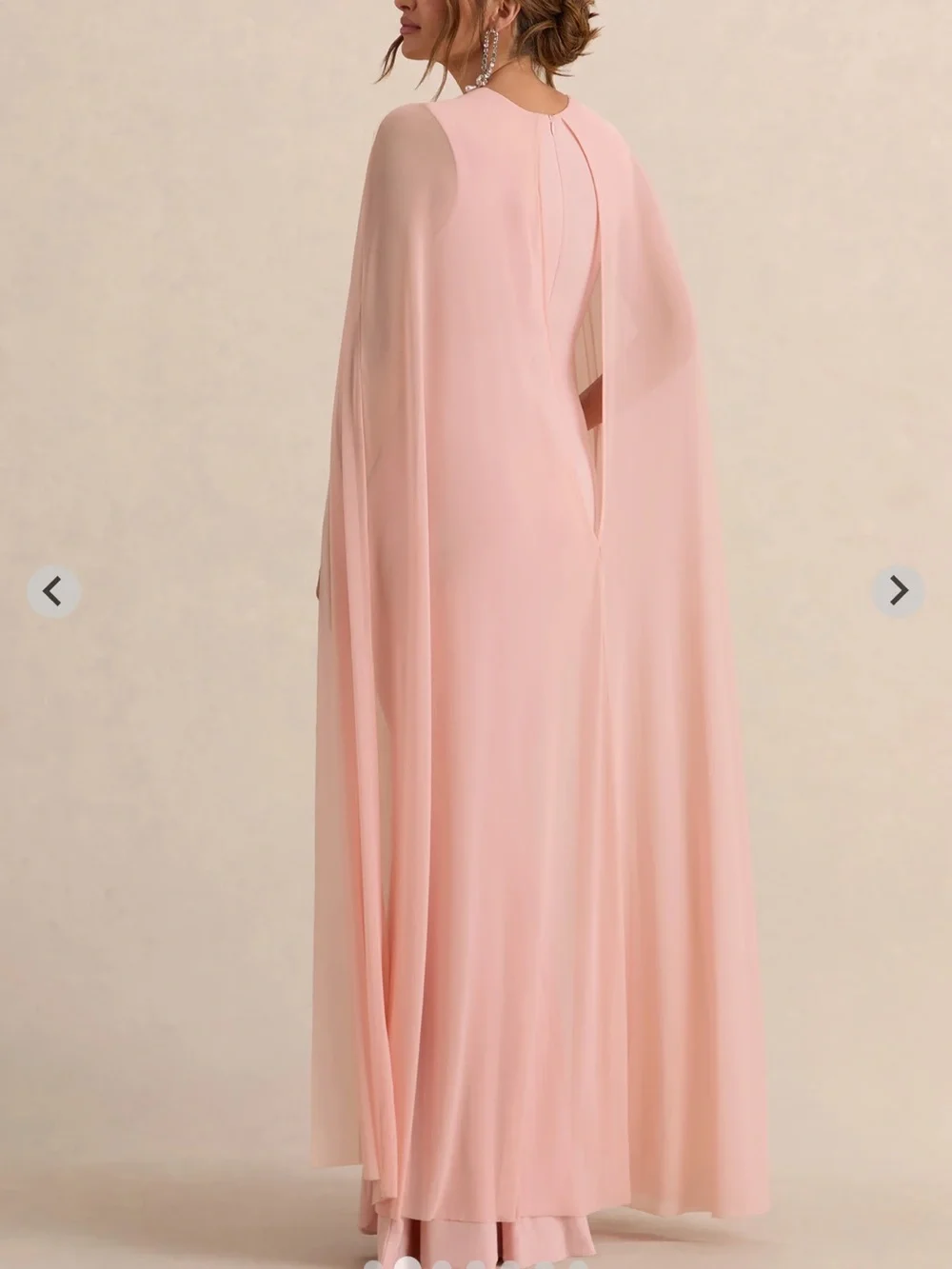 Club L London Blush Pink Maxi Maternity Gown with Cape style name Currant